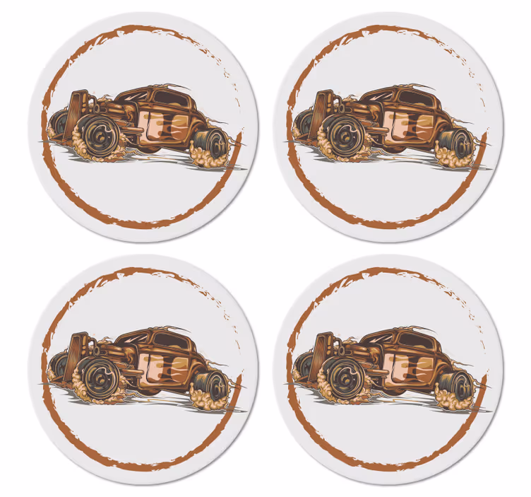Vintage untersetzer mit klassischer rennwagenillustration - TenStickers