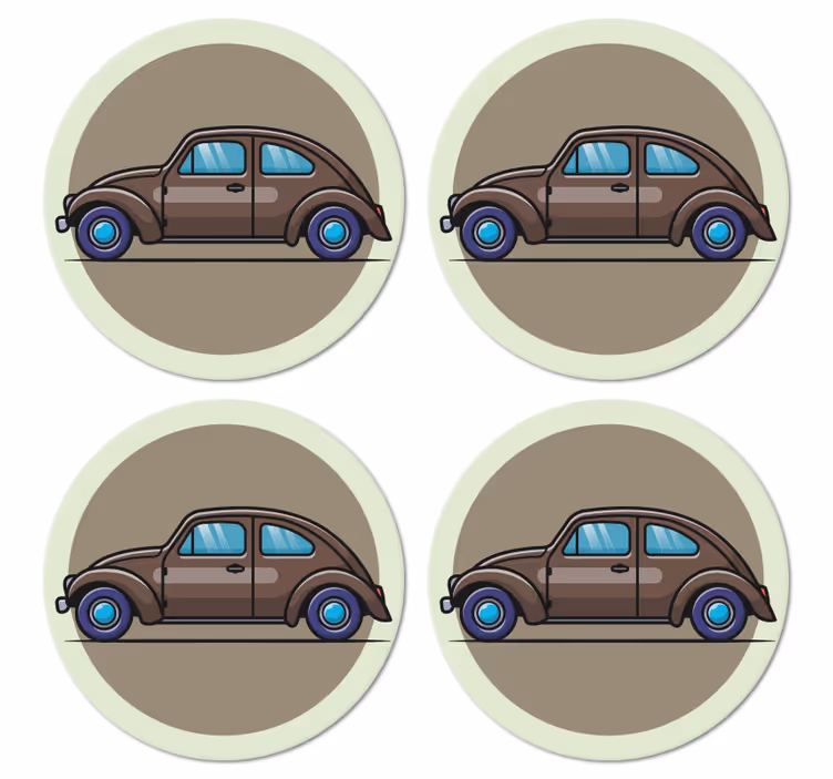 Vintage untersetzer mit oldtimer-illustration - TenStickers