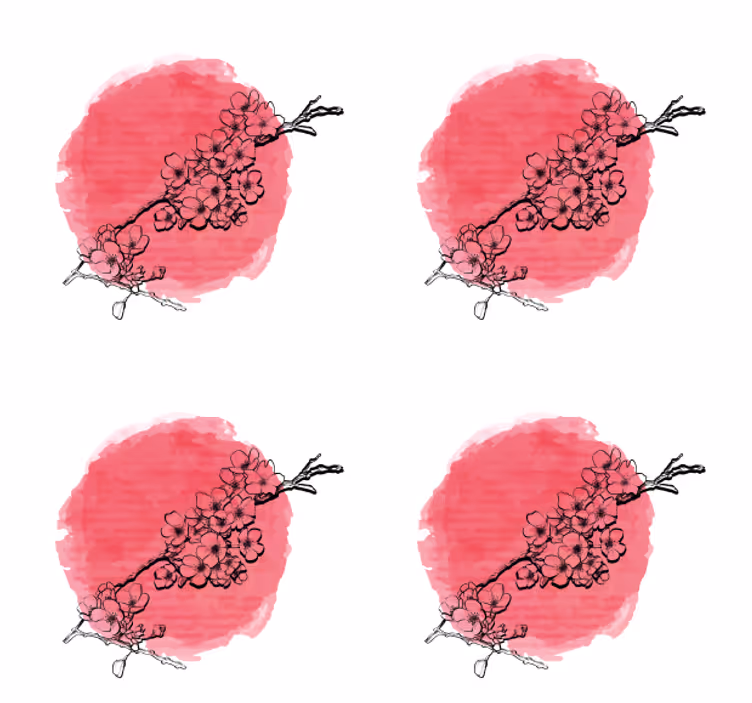 Untersetzer Vintage Japanische kirschblüten - TenStickers
