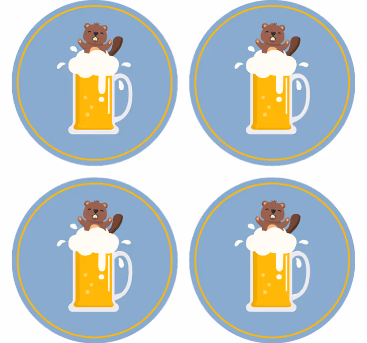 Bierdeckel fröhlicher biber becher - TenStickers
