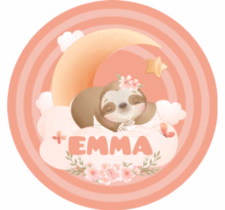 Untersetzer personalisiert faultier mond blumen - TenStickers