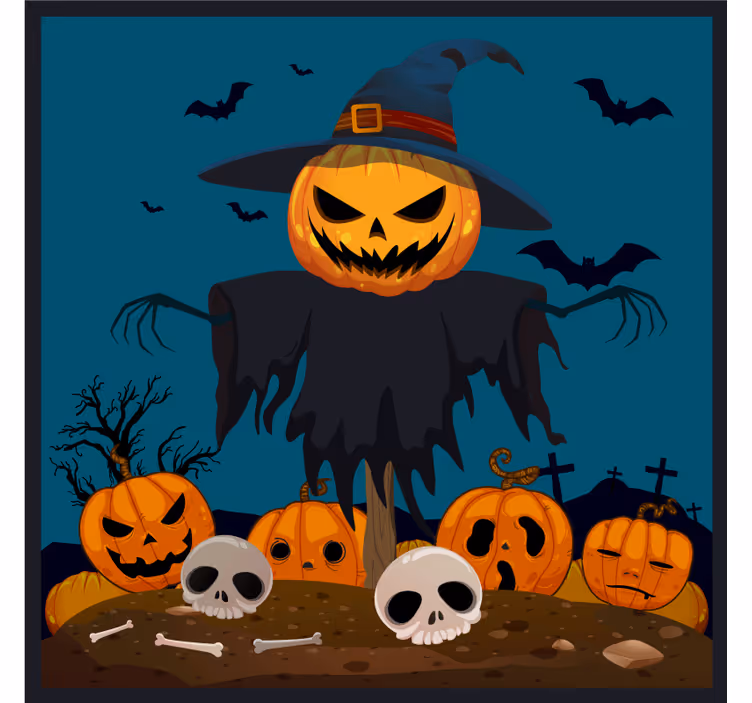 Untersetzer halloween kürbis und vogelscheuche szene - TenStickers