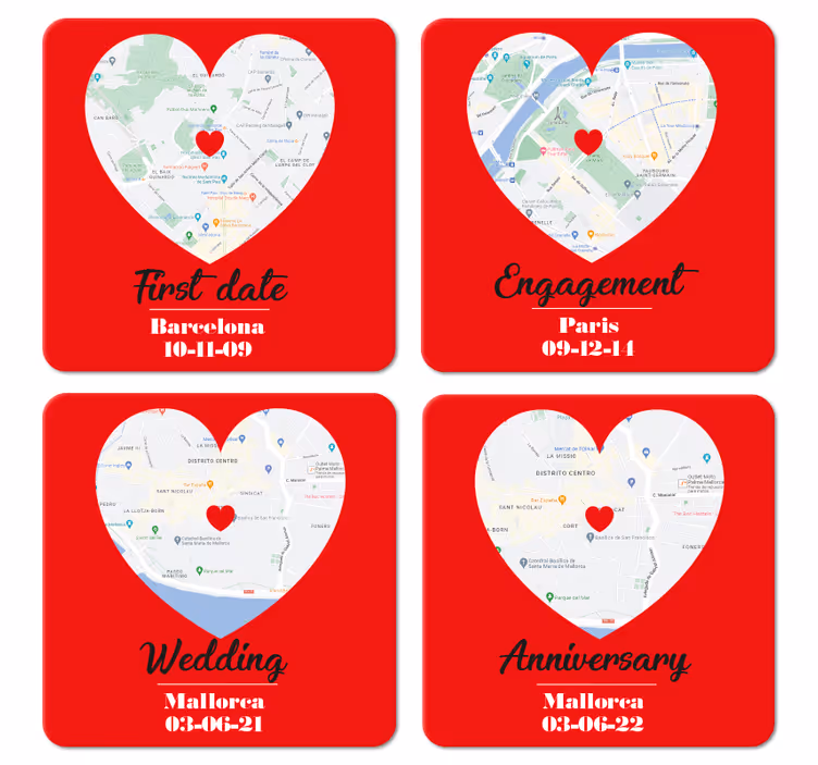 Untersetzer Hochzeit besondere Momente Karte - TenStickers