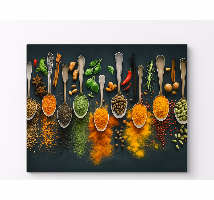 Wandbild Küche gewürze auf löffeln - TenStickers