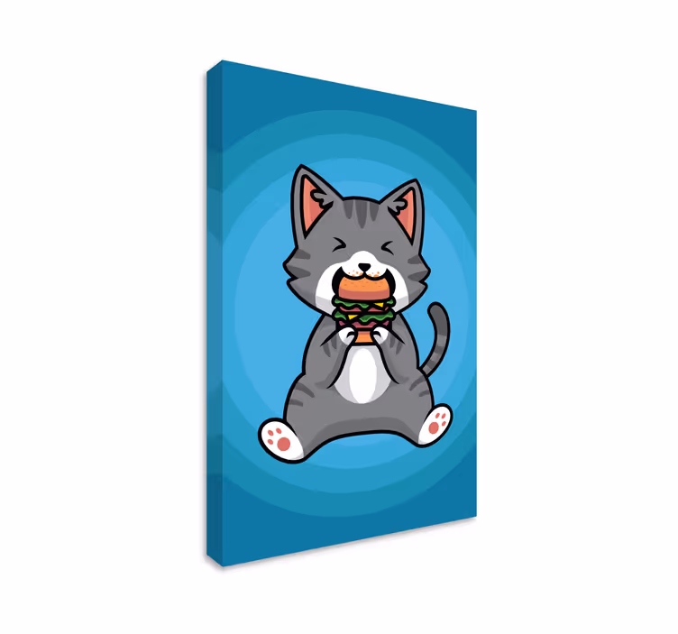 Wandbilder katzen mit katze die hamburger isst - TenStickers