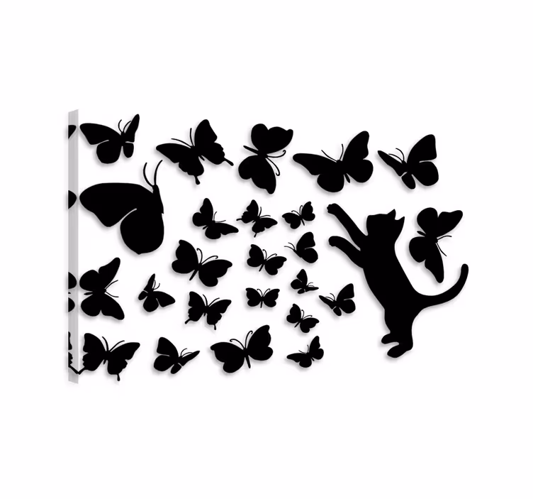 Wandbilder katzen schmetterlinge und jagender kater - TenStickers