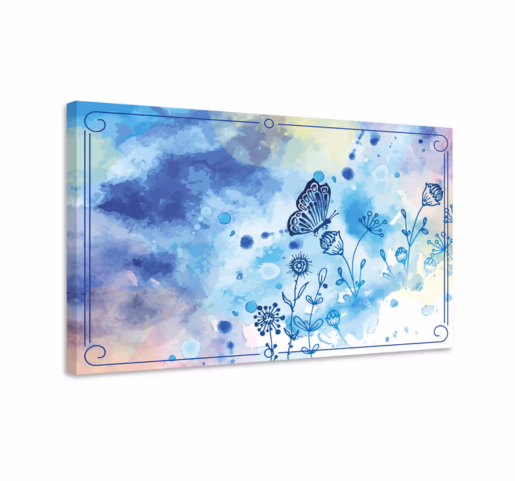 Wandbild schmetterling florale zeichnung und schmetterlinge - TenStickers