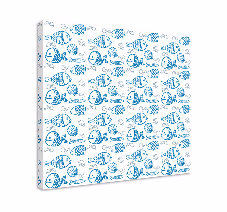 Wandbild fische mit blauen fischen auf weißem hintergrund - TenStickers