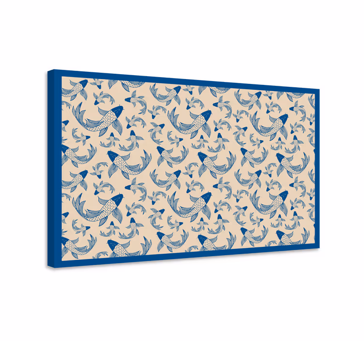 Wandbild fische blaue schwimmende fische auf beige - TenStickers