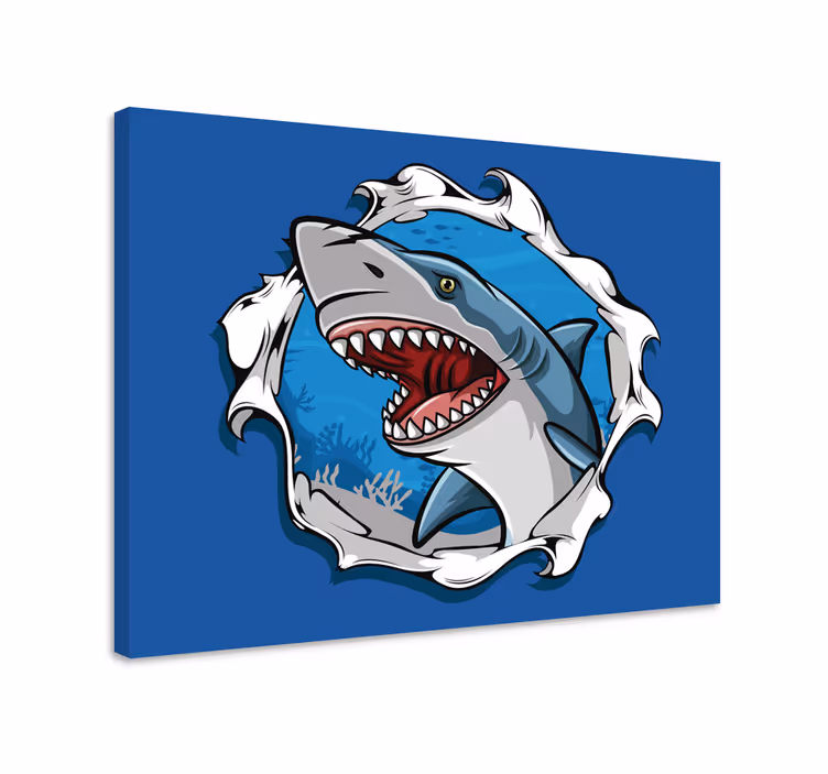 Wandbild fische großer hai 3d - TenStickers