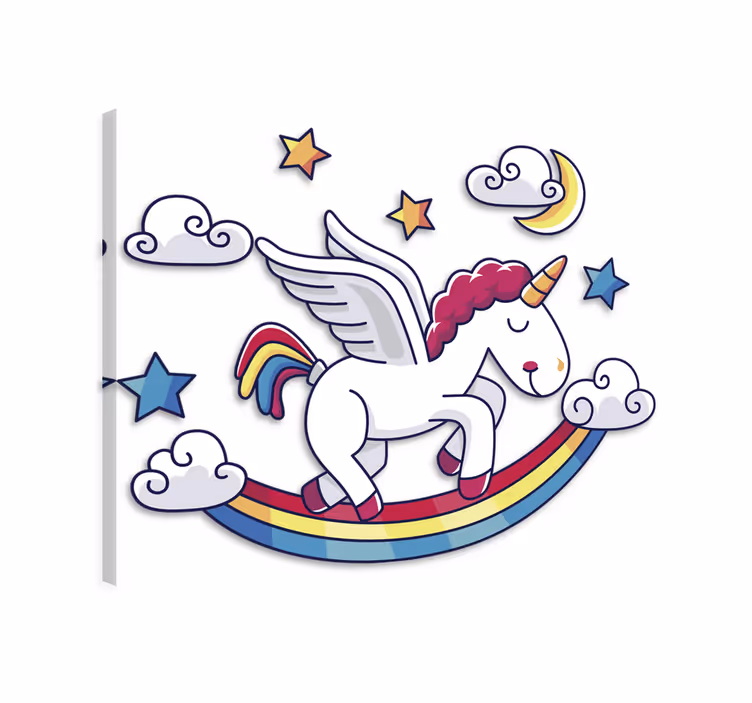 Einhorn wandbild regenbogen wandsticker mit einhorn - TenStickers