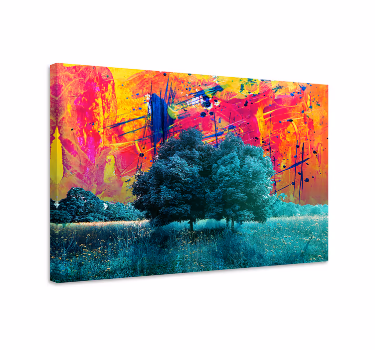 Wandbild Wohnzimmer bunte Feldlandschaft - TenStickers