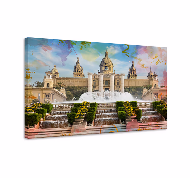 Leinwandbild barcelona brunnen pracht - TenStickers