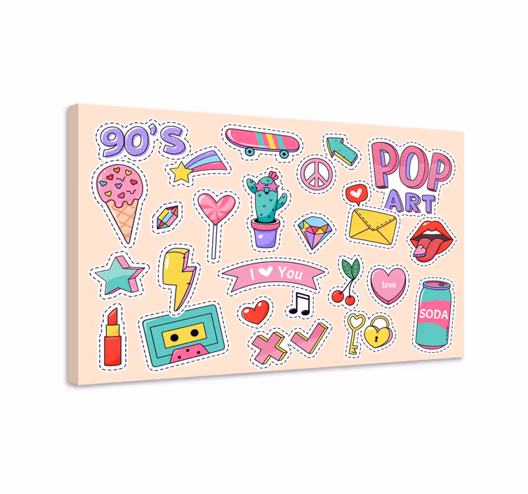 Leinwandbild abstrakt retro pop sticker - TenStickers