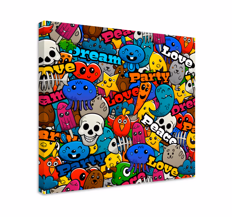 Leinwandbild flippige charaktercollage - TenStickers