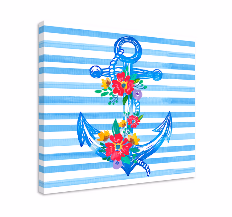 Leinwandbild Meer florale ankerillustration - TenStickers