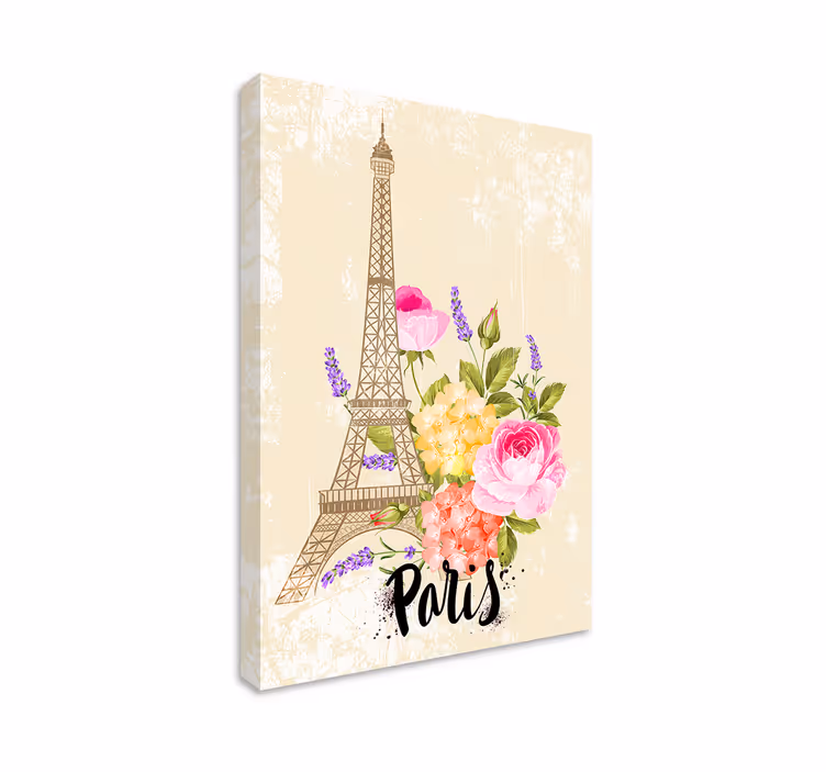 Leinwandbild eiffelturm blüten - TenStickers