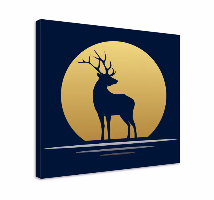 Hirsch bild leinwand hirschsilhouette mond - TenStickers