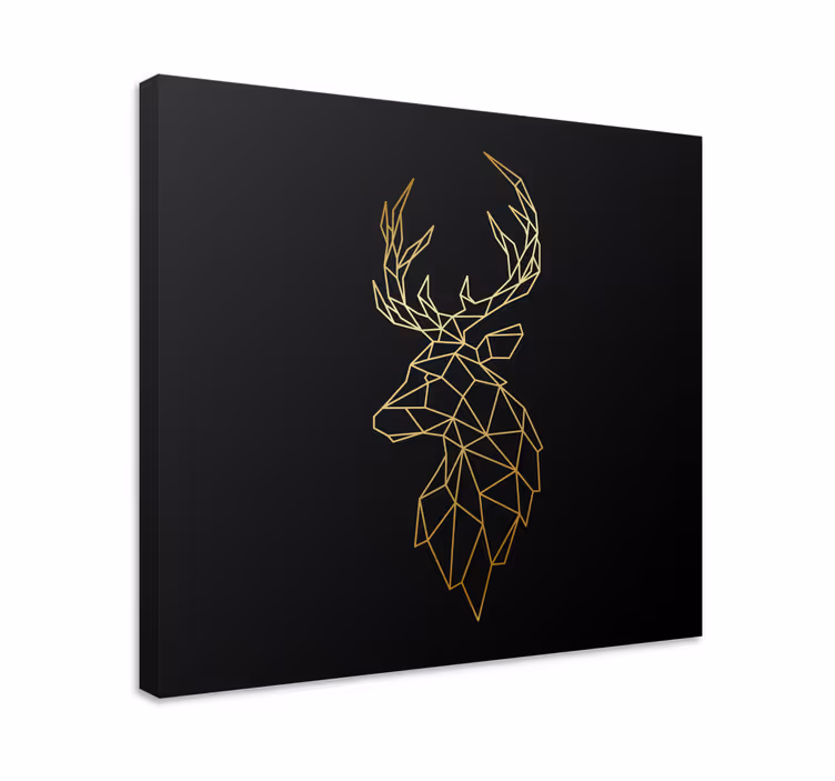 Hirsch Wandbild Goldener origami hirsch - TenStickers