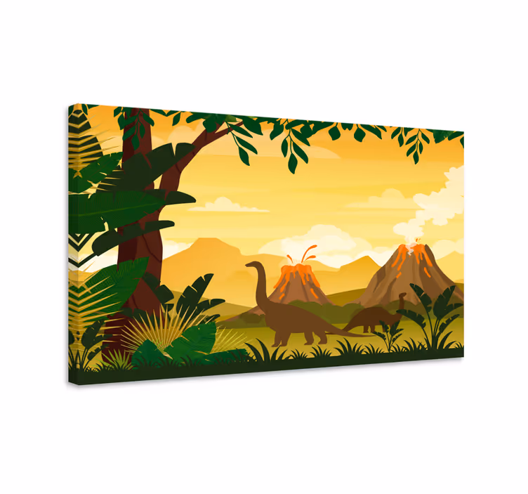 Dinosaurier wandbild dinosaurier zwischen vulkanen - TenStickers