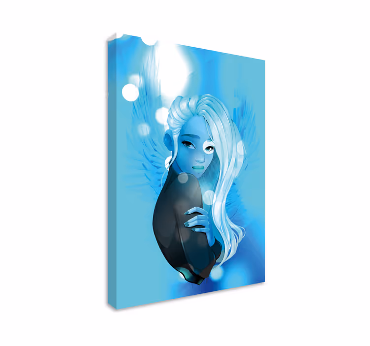 Leinwandbild blaue haarfigur - TenStickers