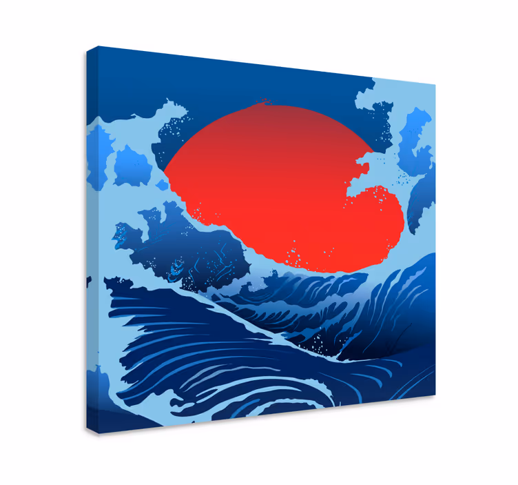 Wandbilder landschaft rote sonnenwellen - TenStickers
