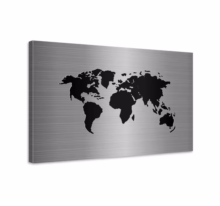 Weltkarte leinwand schwarze weltkarte - TenStickers