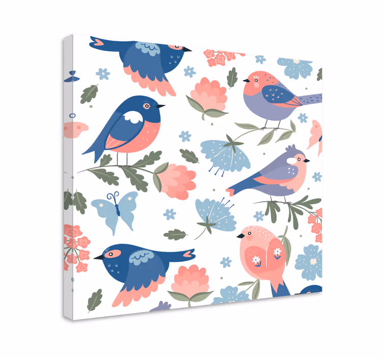 Leinwandbild bunte vögel floral - TenStickers