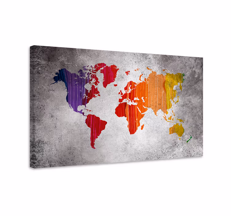 Weltkarte Leinwand lebendige abstrakte Geographie - TenStickers