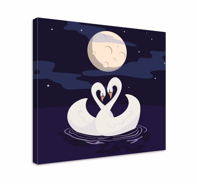 Wandbild tier schwäne im mondlicht - TenStickers