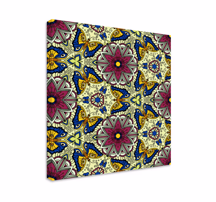 Leinwandbild mit floralem schmetterlingsmuster - TenStickers