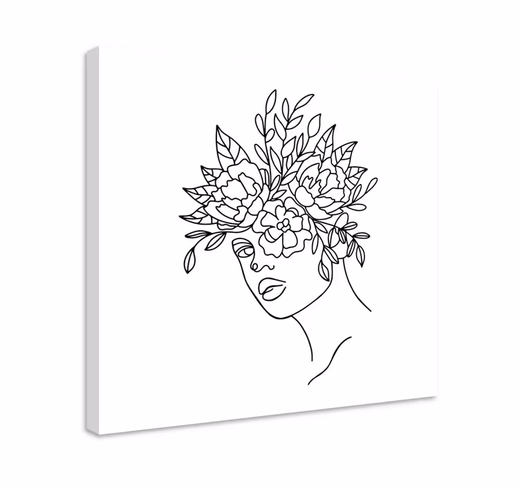 Leinwandbild mit floraler gesichtsoutline - TenStickers
