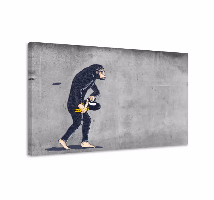 Wandbild Tier verspielter affe trägt bananen - TenStickers