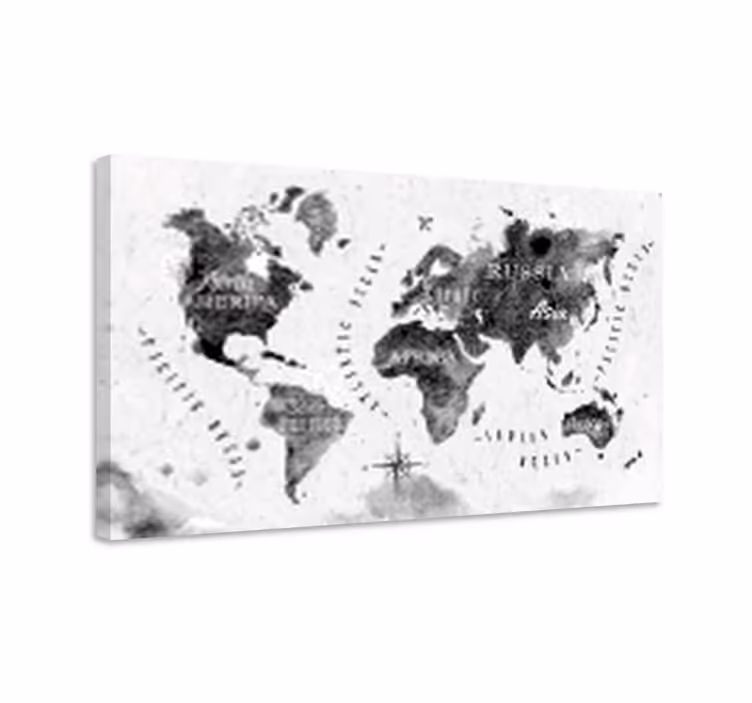 Weltkarte leinwand monochrome weltkarte - TenStickers