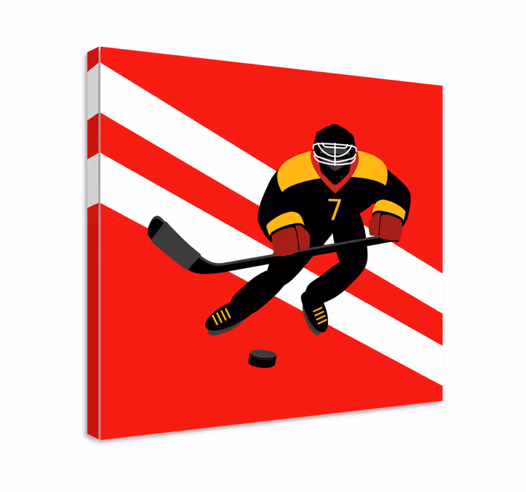 Leinwandbild Person Rotes und gelbes eishockey - TenStickers