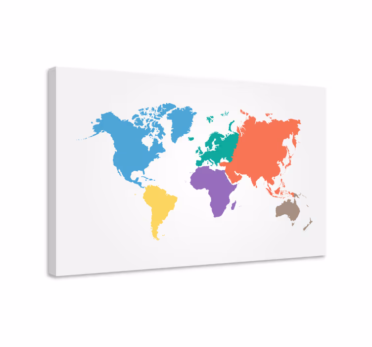 Weltkarte leinwand bunte weltumrisse - TenStickers