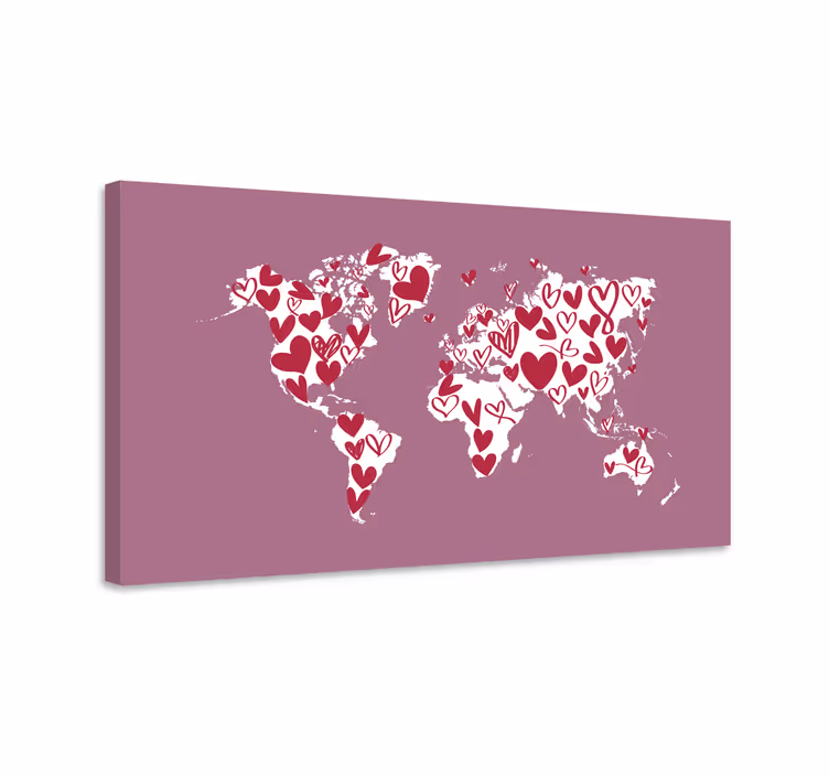 Weltkarte leinwand herzen der welt - TenStickers