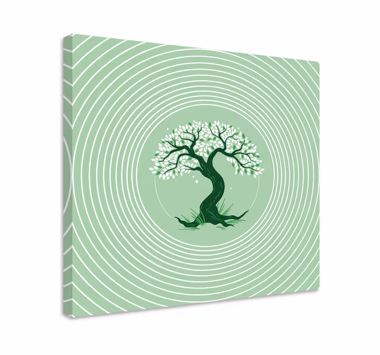 Wandbild baum mit verdrehtem grünen baum - TenStickers