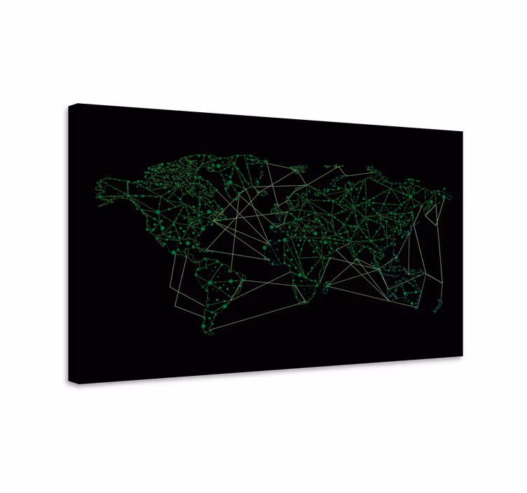 Weltkarte leinwand netzwerkkartenübersicht - TenStickers