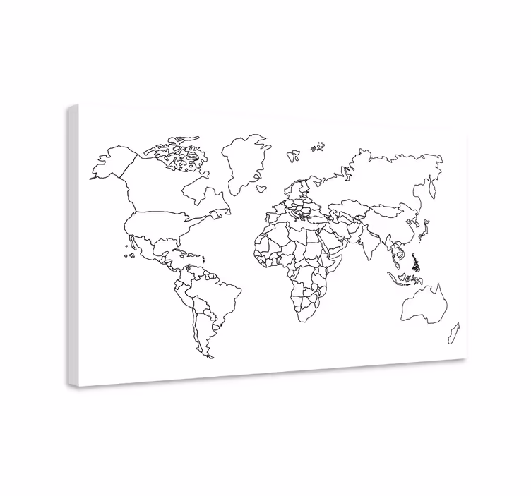 Weltkarte leinwand umrisskarte der welt - TenStickers