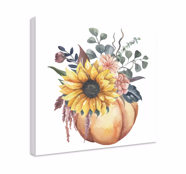 Leinwandbild Obst Tote sonnenblume und kürbis - TenStickers