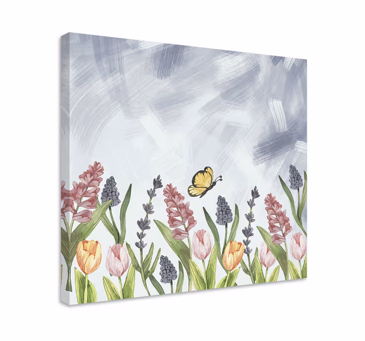 Leinwandbild schmetterling zwischen blüten - TenStickers