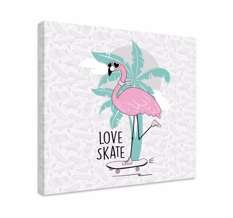 Wandbild tier flamingo skateboarder - TenStickers