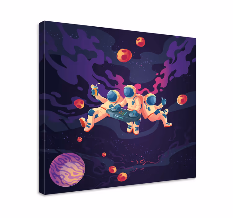 Wandbild gaming astronauten spielen zusammen - TenStickers