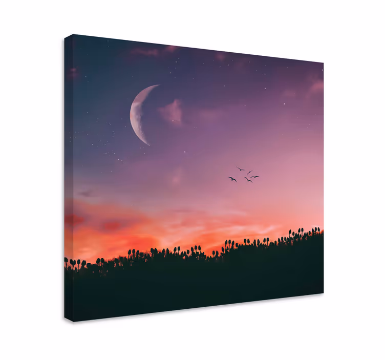 Wandbilder landschaft mondlicht im dämmerungshimmel - TenStickers