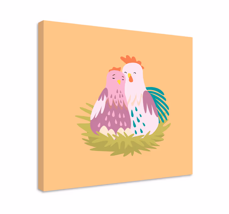 Wandbild tier paar hühner im nest - TenStickers