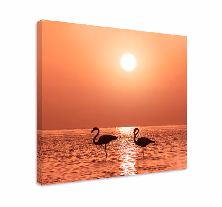 Leinwandbild vogel flamingos im sonnenuntergang - TenStickers