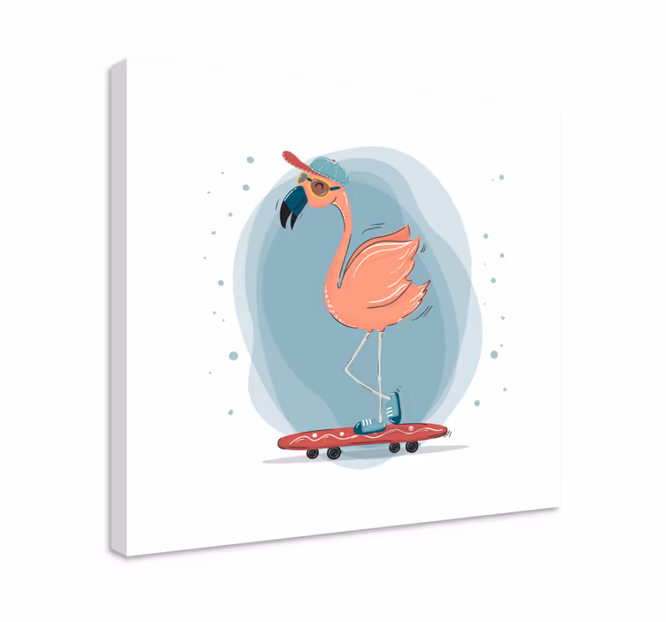Wandbild tier skatender flamingo - TenStickers