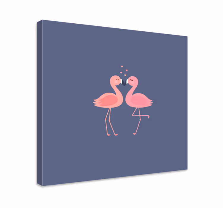 Leinwandbild Diele Flamingos bilden ein herz - TenStickers