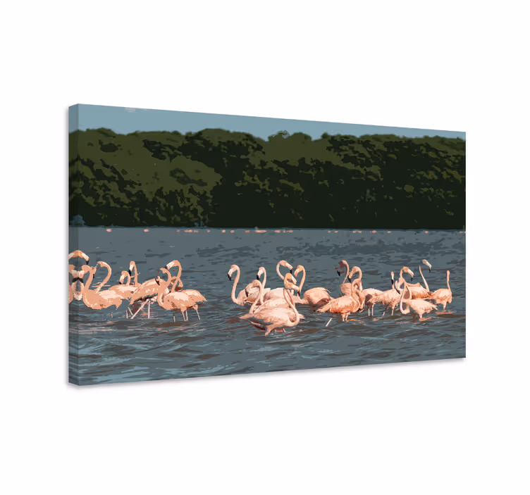 Leinwandbild vogel flamingos in flugformation - TenStickers